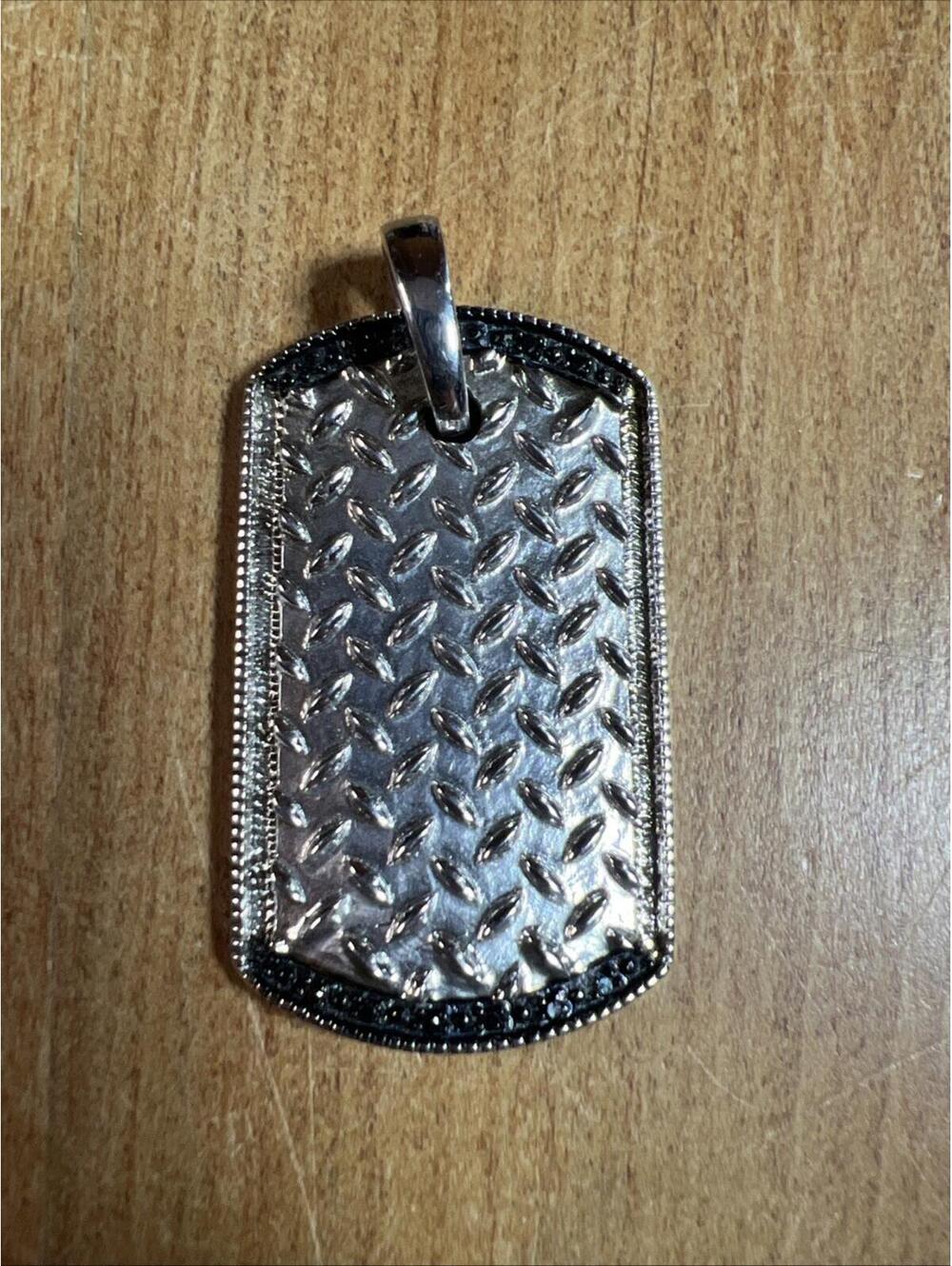 Sterling Silver Tire Tread Pendent With Diamonds